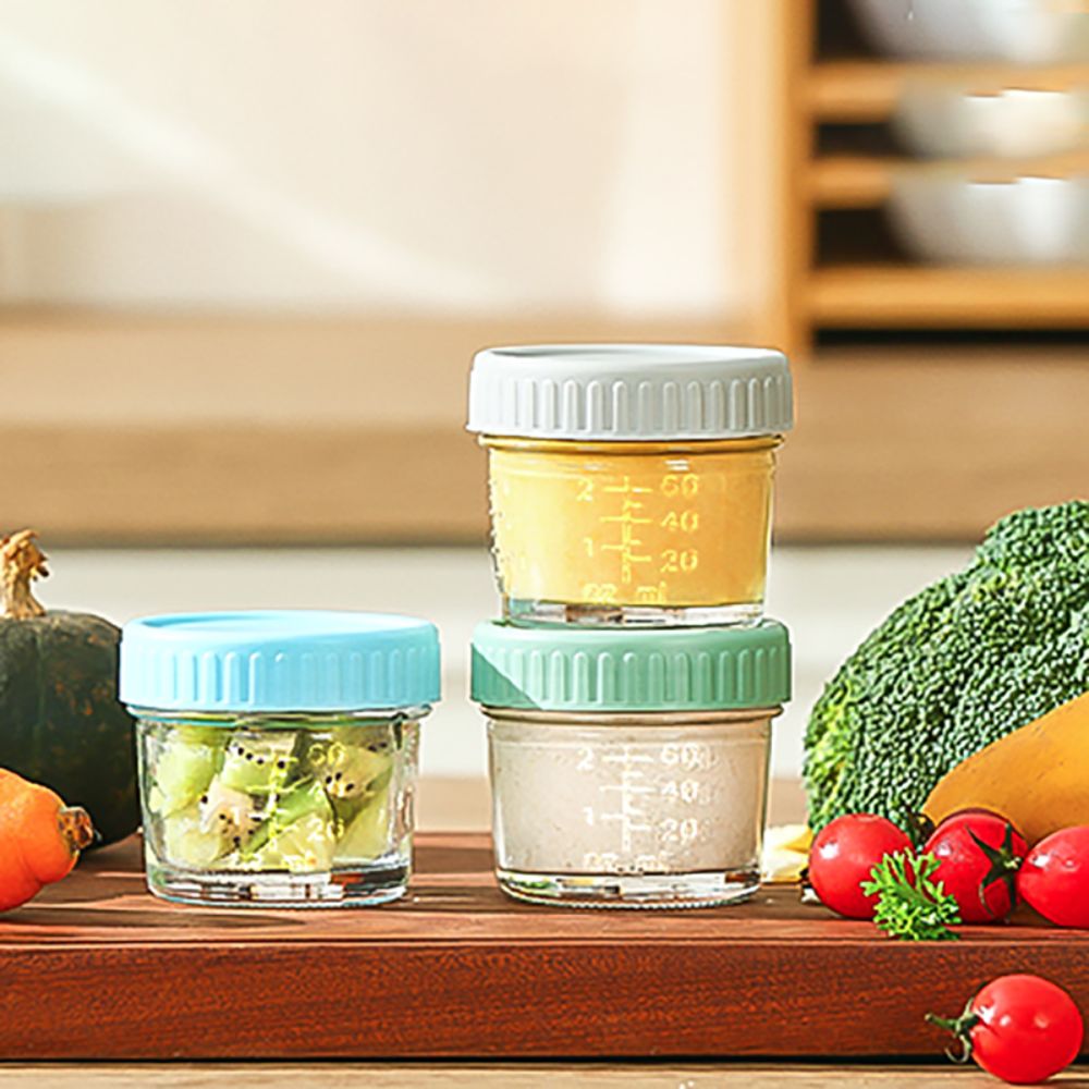 Baby Food Containers Glass - 6pcs Mason Jar Glass Baby Food