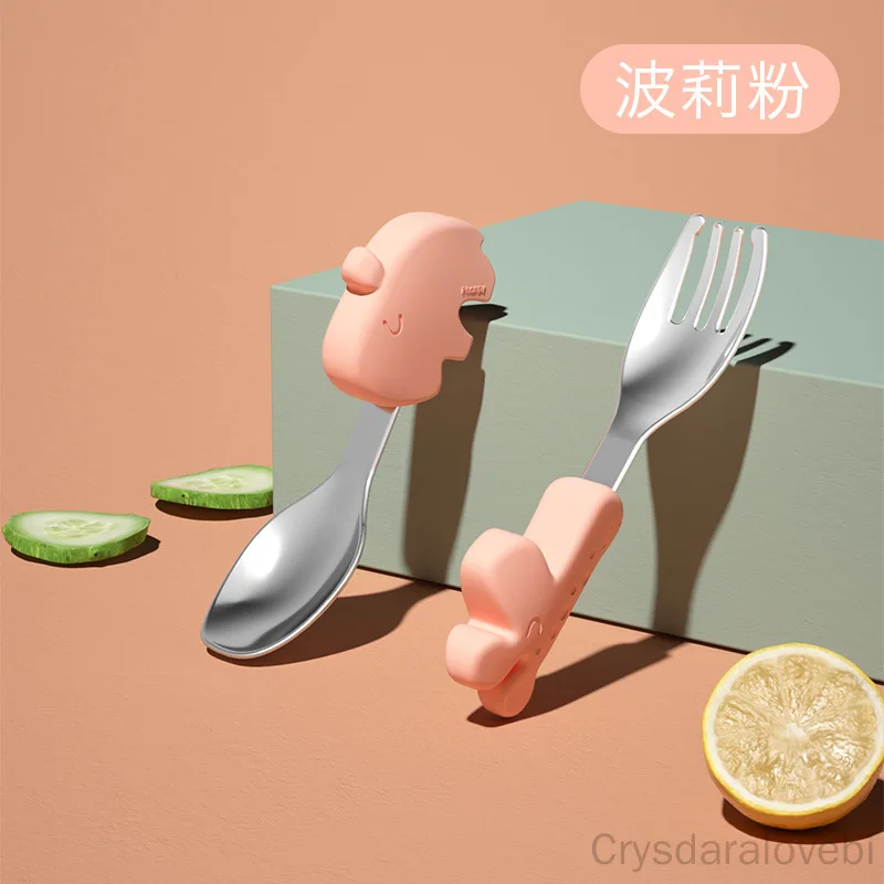 Baby Food Knife Set - 1setElephant Short Fork Spoon Set baby
