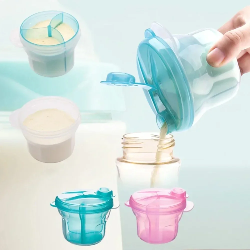 Baby Food Containers Glass - 3-grid Portable Formula Dispenser for Infant