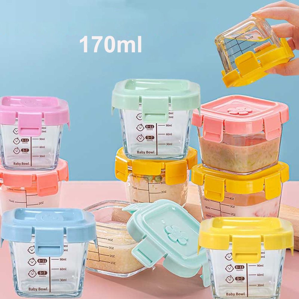 Baby Food Jar - 170ml Glass Food Storage Box Frozen