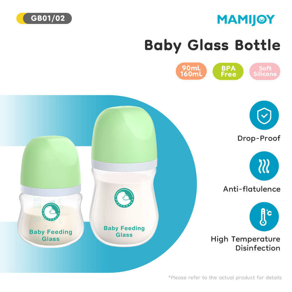 Baby Food Containers Glass - MAMIJOY 1PCS Newborn Feeding Bottles 90ML/160ML