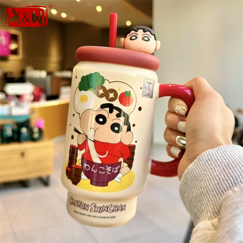 Training Cup Straw - X&W Crayon Shin-Chan Ceramics Water Cup
