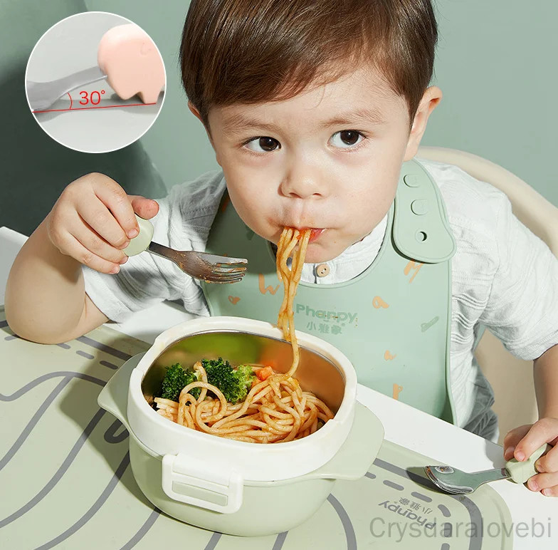 1setElephant Short Fork Spoon  - Baby Food Knife Set ulasan dan harga