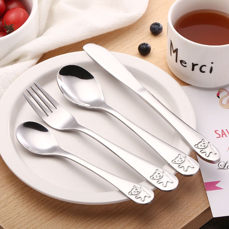 4 Pcs/set Baby Teaspoon Spoon  - Baby Food Knife Set ulasan dan harga