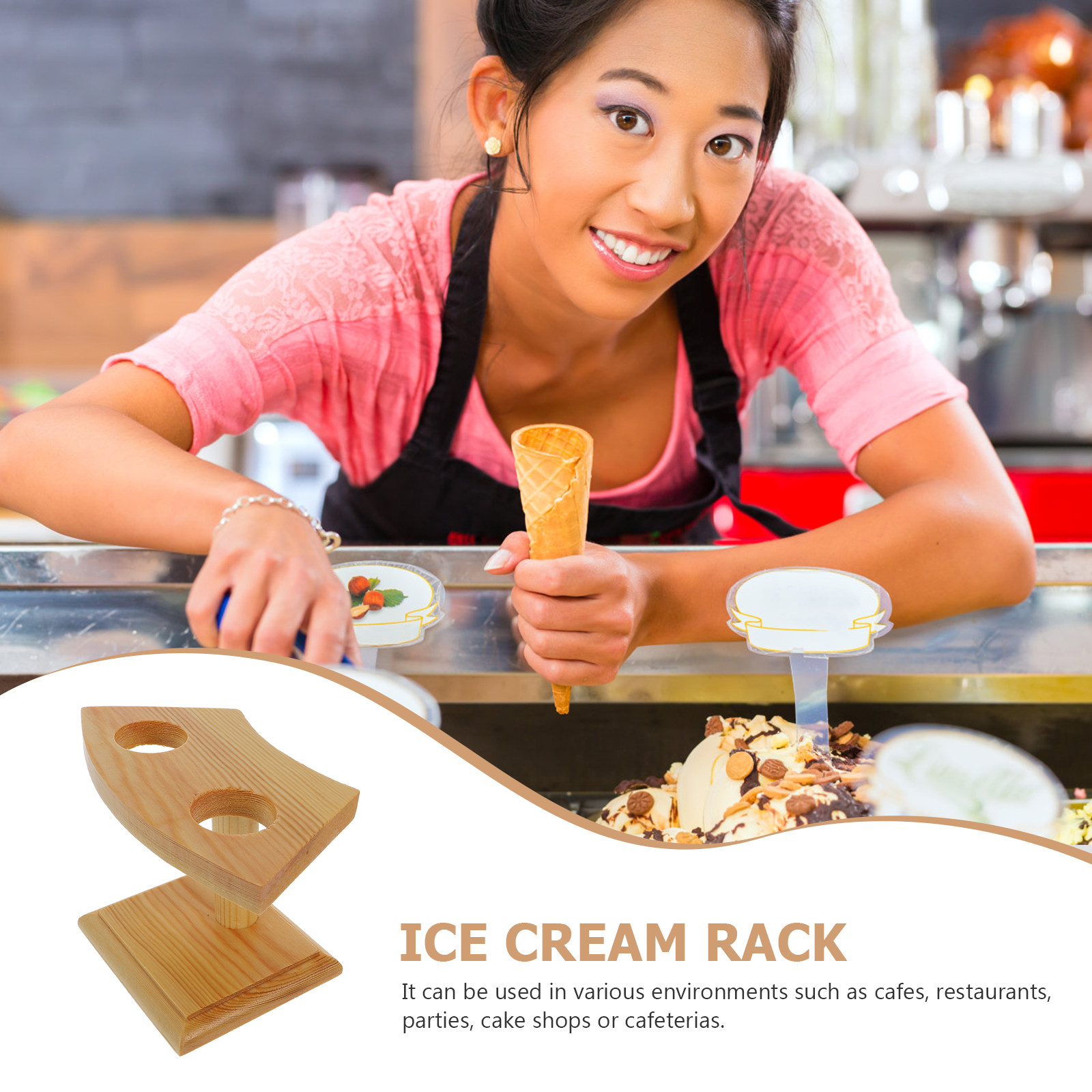 Wooden Ice Cream Cone Holder S - Baby Food Catering ulasan dan harga