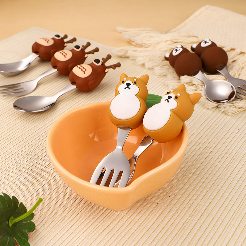 Stainless Steel Kids Spoon & F - Baby Food Knife Set ulasan dan harga