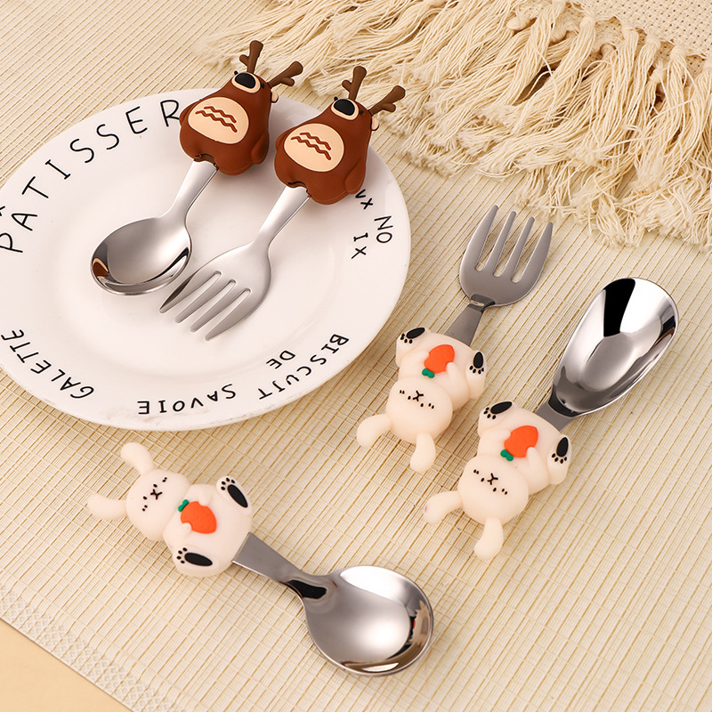 Stainless Steel Kids Spoon & F - Baby Food Knife Set ulasan dan harga