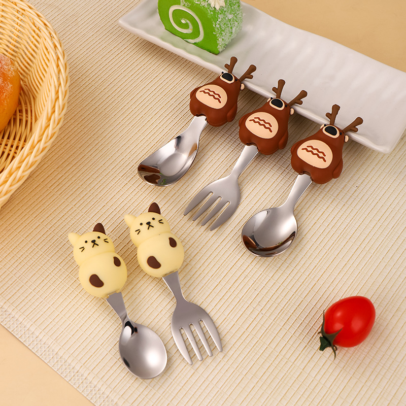 Stainless Steel Kids Spoon & F - Baby Food Knife Set ulasan dan harga