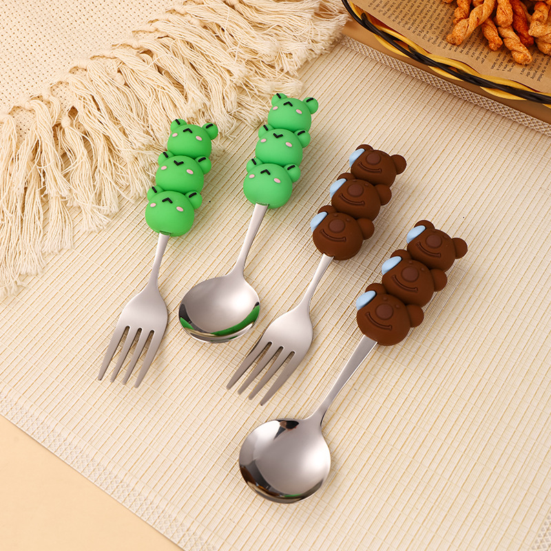 Stainless Steel Kids Spoon & F - Baby Food Knife Set ulasan dan harga