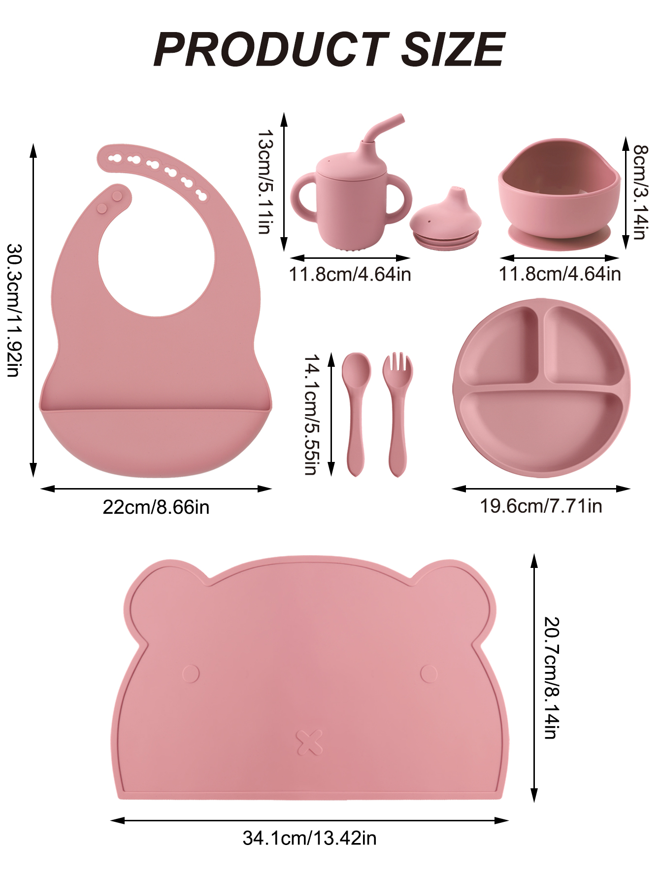 7PCS Silicone Baby Feeding Set - Plate Suction Toddler ulasan dan harga